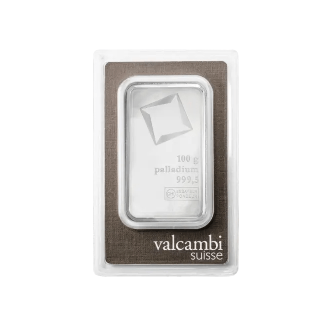 Lingote de paladio de 100 g – Edición Colección Valcambi