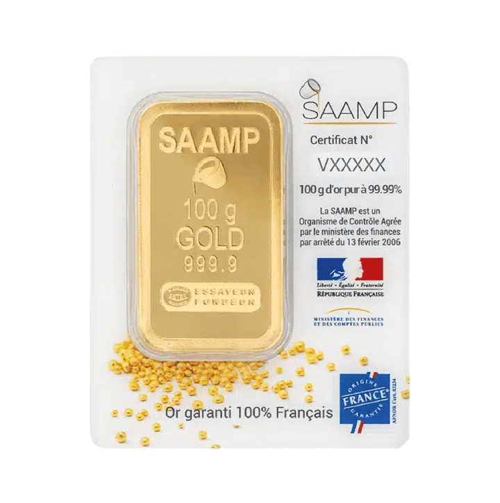 Lingote de oro de 100 g - SAAMP