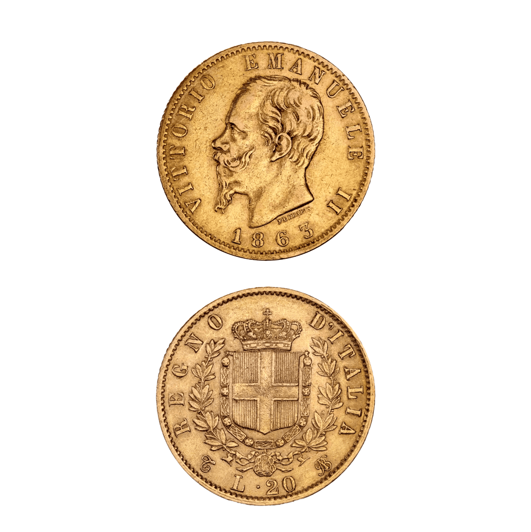 Moneda de 20 liras de Víctor Manuel II – Recuerdo histórico italiano
